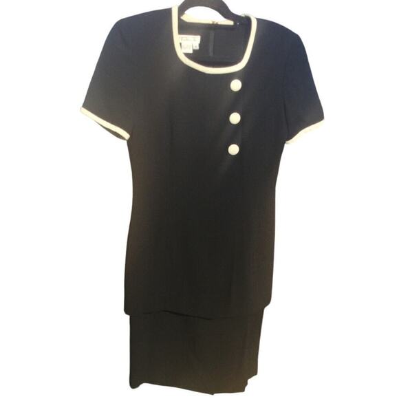 Vintage Talbots womens formal dress size 4 black white button classic Jackie o - Picture 1 of 14